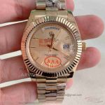 Perfect Replica Rolex Day Date 40mm Champagne Dial Roman Markers President Band Watch 